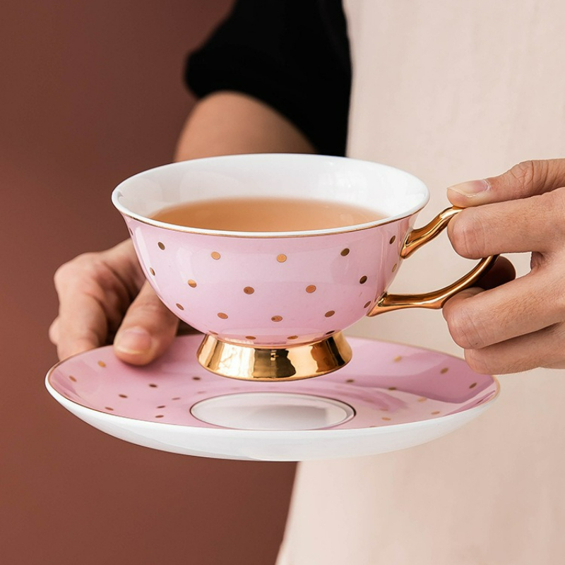 Coffee Tea Drinks - Tazze da Caffè in Ceramica Rosa