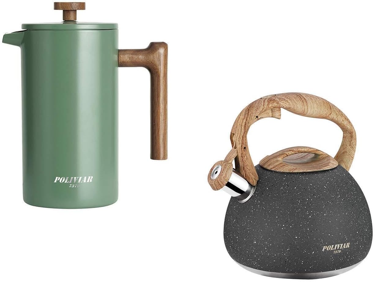 French Press Coffee & Tea - POLIVIAR Set Combinato: Caffettiera French Press
